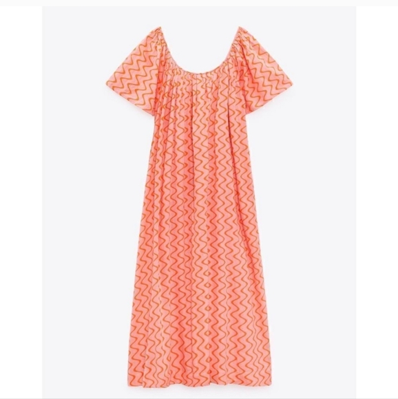 Zara * Maxi Print Dress Pink Flowy Boho - Picture 9 of 11